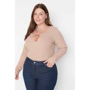 Trendyol Curve Plus Size Bodysuit - Beige - Regular fit