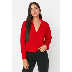 Trendyol Red Polo Collar Knitwear Sweater