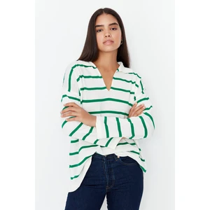 Trendyol Green Super Oversize Striped Knitwear Sweater