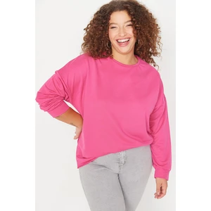 Trendyol Curve Plus Size Sweatshirt - Pink - Regular fit