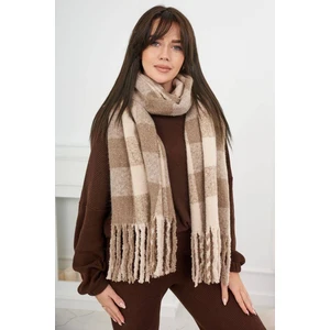 6073 Women's scarf dark beige + beige