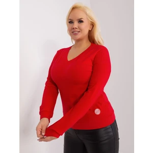 Červená halenka plus size s dlouhým rukávem