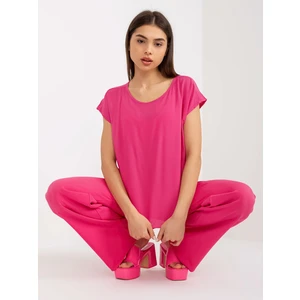 Dark pink blouse SUBLEVEL with short sleeves