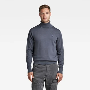 G-STAR Sveter - Premium core turtle knit modrý