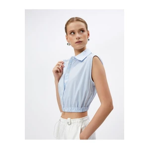 Koton Crop Shirt Window Detailed Sleeveless Cotton