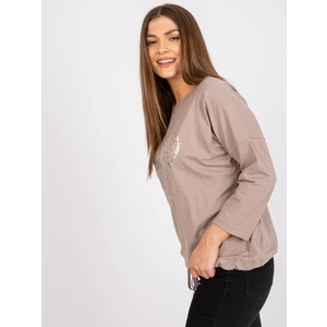 Dark beige women's cotton blouse Elizabeth RUE PARIS