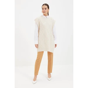 Trendyol Beige Long Knitwear Sweater