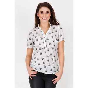 Awama Woman's Shirt A89 Ecru/Pattern