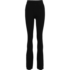 Women's Rib Knit Bootcut Leggings - Black