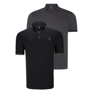 DOUBLE SET T8586 DEWBERRY MEN'S T-SHIRT-BLACK-ANTHRACITE