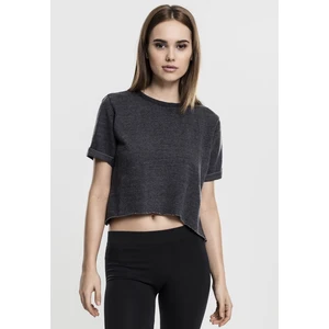 Women's Cropped Burnout Short Sleeve Crew Dark Grey