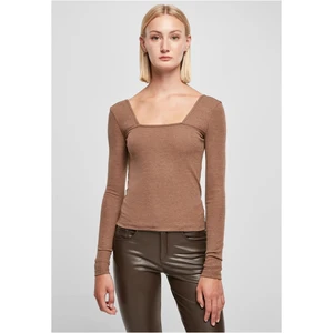 Women's square neckline with long sleeves in dark khaki