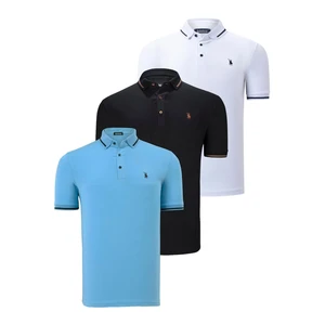 TRIPLE SET T8586 DEWBERRY MEN'S T-SHIRT-BLACK-WHITE-LIGHT BLUE