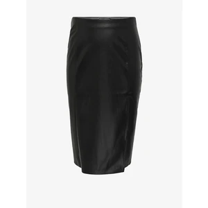 Women's black faux leather pencil skirt ONLY CARMAKOMA Mia - Women