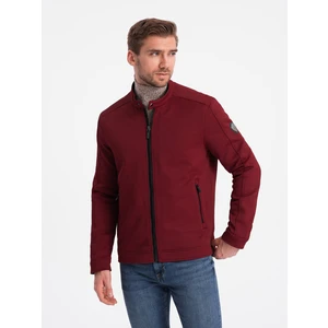 Ombre Men's BIKER jacket in structured fabric - maroon