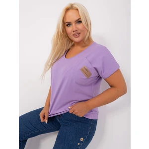 Light purple plus size blouse with pocket