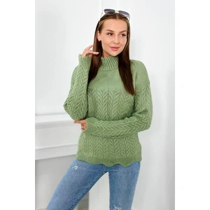 Sweater with decorative ruffle dark mint