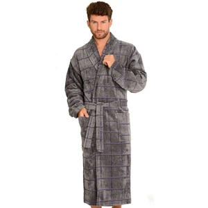 Bathrobe De Lafense 803 M-2XL men's grey-checkered 093