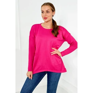 Sweater with fuchsia-coloured front pockets