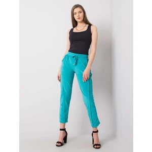 RUE PARIS Turquoise velor pants