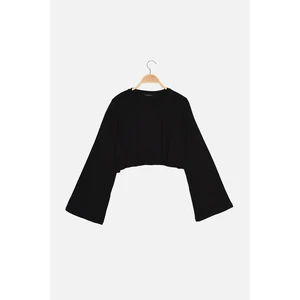 Trendyol Black Loose Crop Knitted T-Shirt