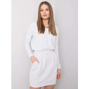 RUE PARIS Light gray melange sweatshirt dress