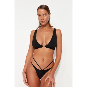 Trendyol Black Triangle Accessorized Bikini Top