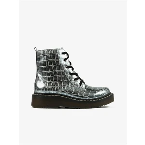 Richter Girly Ankle Boots in Silver with Animal Pattern Rich - Girls