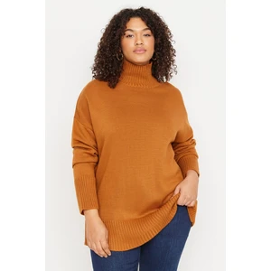 Trendyol Curve Plus Size Sweater - Brown - Relaxed fit