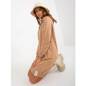 Basic camel cotton sweatshirt dress