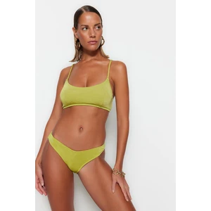 Trendyol Green V-Cut Glittery Regular Leg Bikini Bottoms