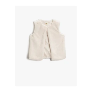 Koton Basic Plush Vest Round Neck