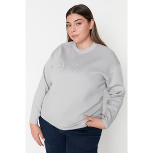 Trendyol Curve Plus Size Sweatshirt - Gray - Regular fit