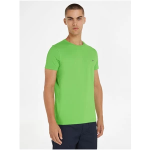 Tričko Tommy Hilfiger pánske, zelená farba, vzorované
