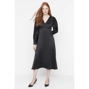 Trendyol Black V-Neck Satin Dress