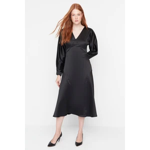 Trendyol Black V-Neck Satin Dress