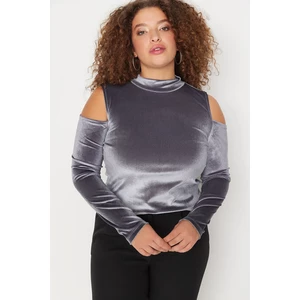 Trendyol Curve Plus Size Blouse - Gray - Fitted
