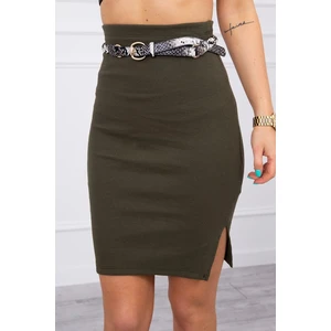 Skirt fitted with ribbed khaki