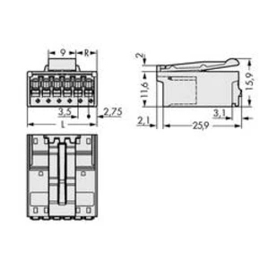 Konektor do DPS WAGO 2091-1528/002-000, 30.00 mm, pólů 8, rozteč 3.50 mm, 100 ks