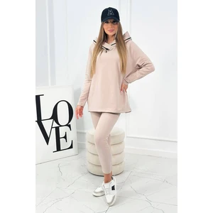 Set cotton sweatshirt + leggings beige