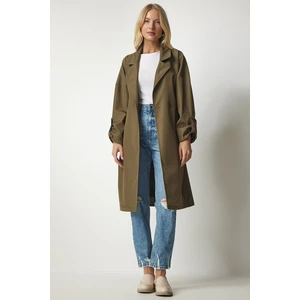 Happiness İstanbul Women's Khaki Belted Seasonal Trench Coat