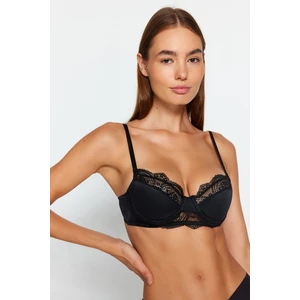 Trendyol Black Polyamide Lace Detailed Covered Bra