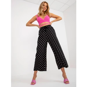 SUBLEVEL black wide trousers with polka dots