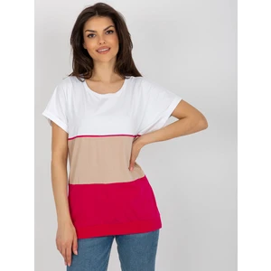 Basic white and fuchsia cotton blouse