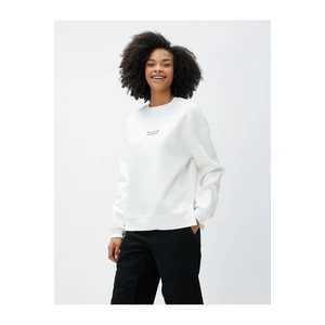 Koton Crewneck Sweatshirt with Slogan Printed Long Sleeved Ribbed