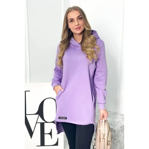 Insulated sweatshirt with longer back purple