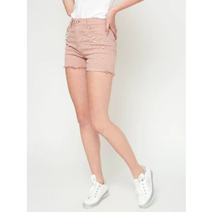 Shorts with pearls powder pink