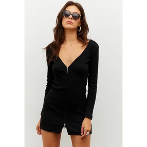 Cool & Sexy Women's Black Zippered Camisole Mini Dress