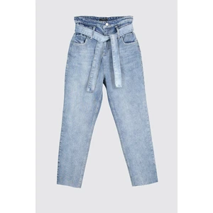 Trendyol Blue Belt Super High Waist Mom Jeans