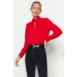 Trendyol Red High Collar Woven Blouse